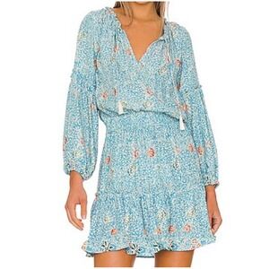 Natalie Martin Maggie Silk Dress in Andromeda Turquiose Floral Smocked - Small